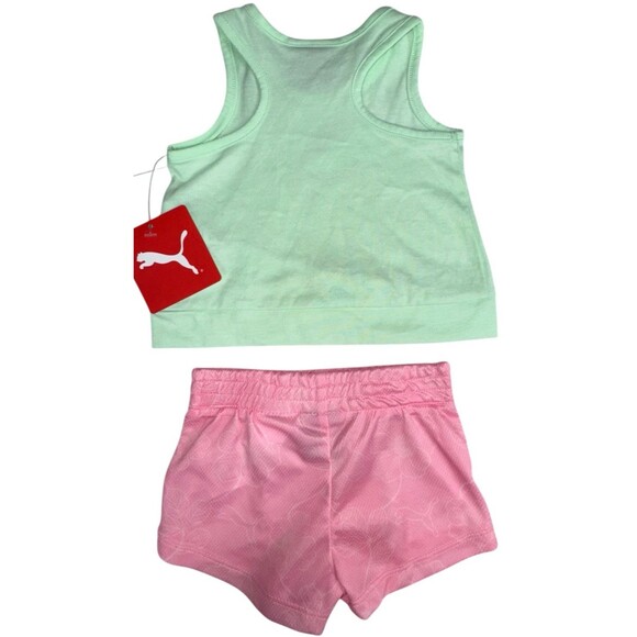 Puma 2-Piece Set Baby Girls 3-6 Months Tank Top & Short Fresh Mint Green New - Picture 2 of 3
